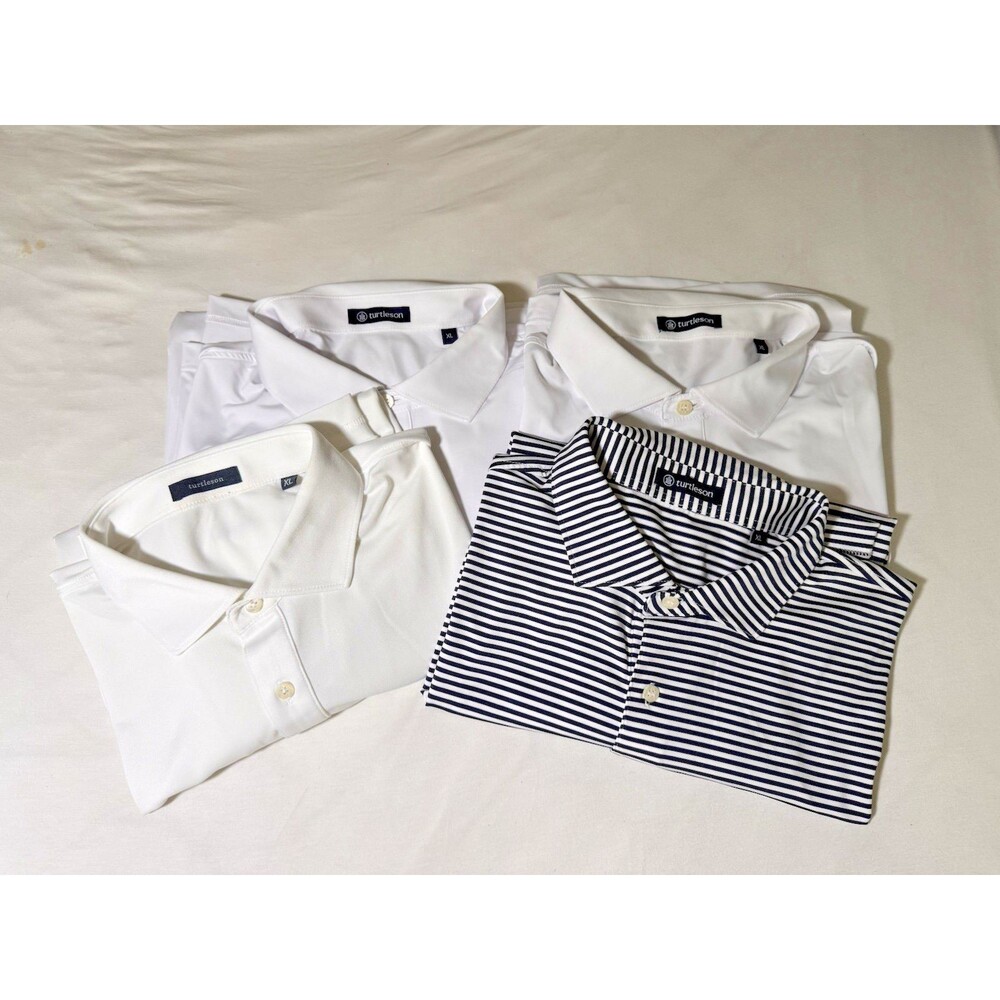 Lot of 4 Turtleson Golf Polo Shirts Men's XL Quick Dry Short Sleeve Preppy